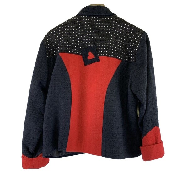 Parsley And Sage Button Jacket Collared Black Red Colorblock Pocket Womens Large - Picture 6 of 13